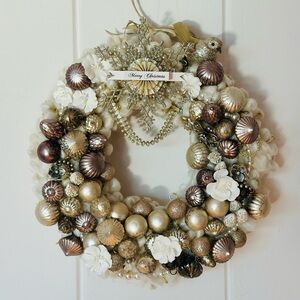 Elegant Holiday Wreath with carefully curated estate jewelry